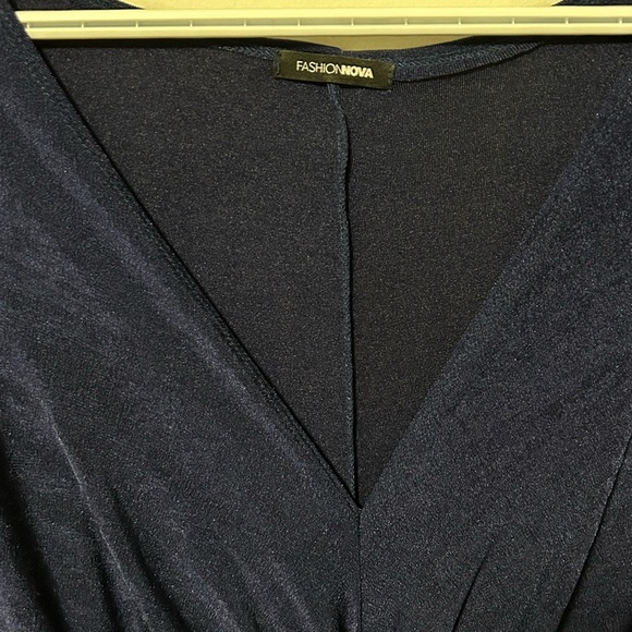 Navy Blue Fashion Nova Front Knot Sparkle Dress - Picture 3 of 3